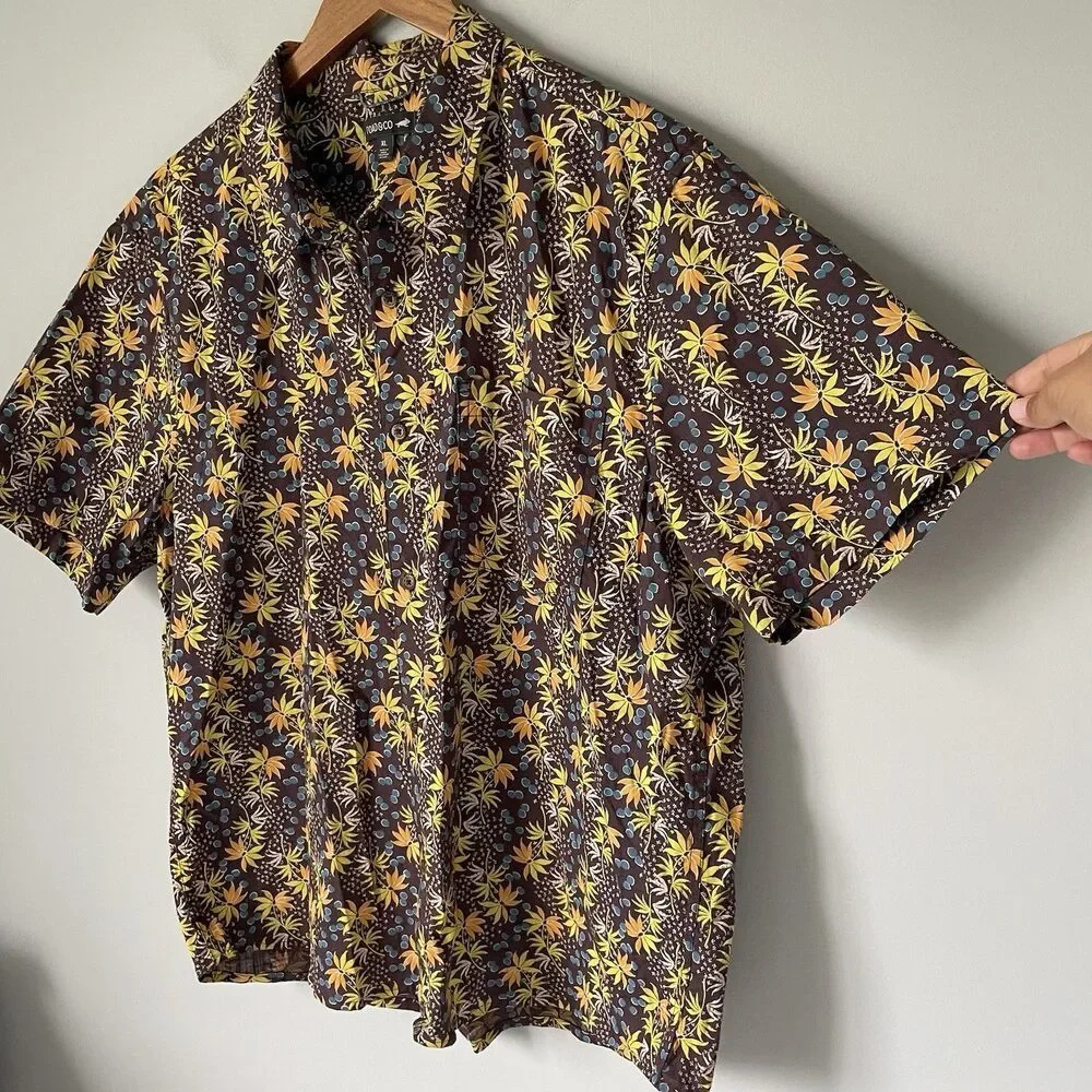 Toad&Co. Button Down Shirt Top Tropical Print Relaxed Fit Gorpcore Men's Size XL